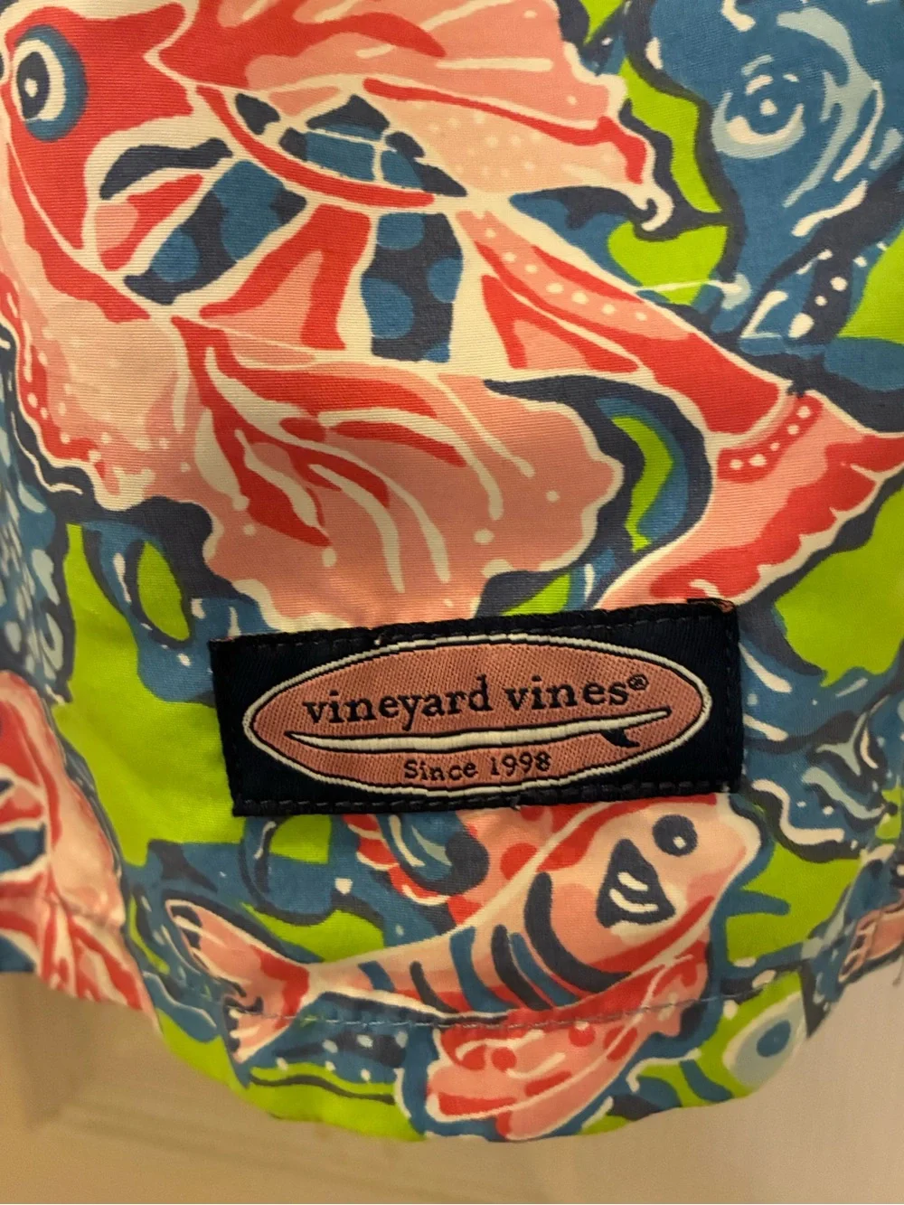 Vineyard Vines Pink, Blue & Lime Fish Print Shorts